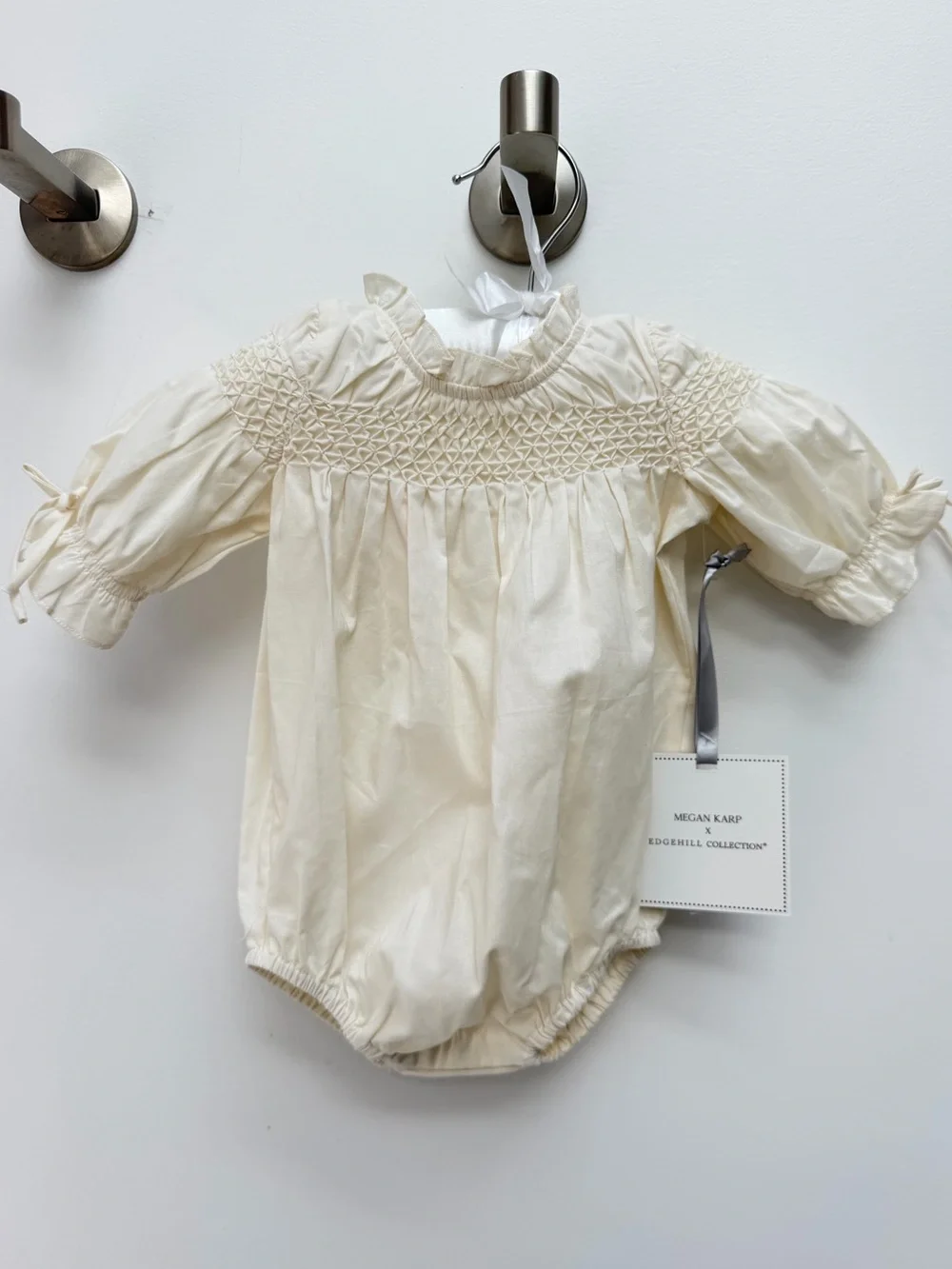 Edgehill Collection Cream Smocked Infant bubble romper One-Piece
